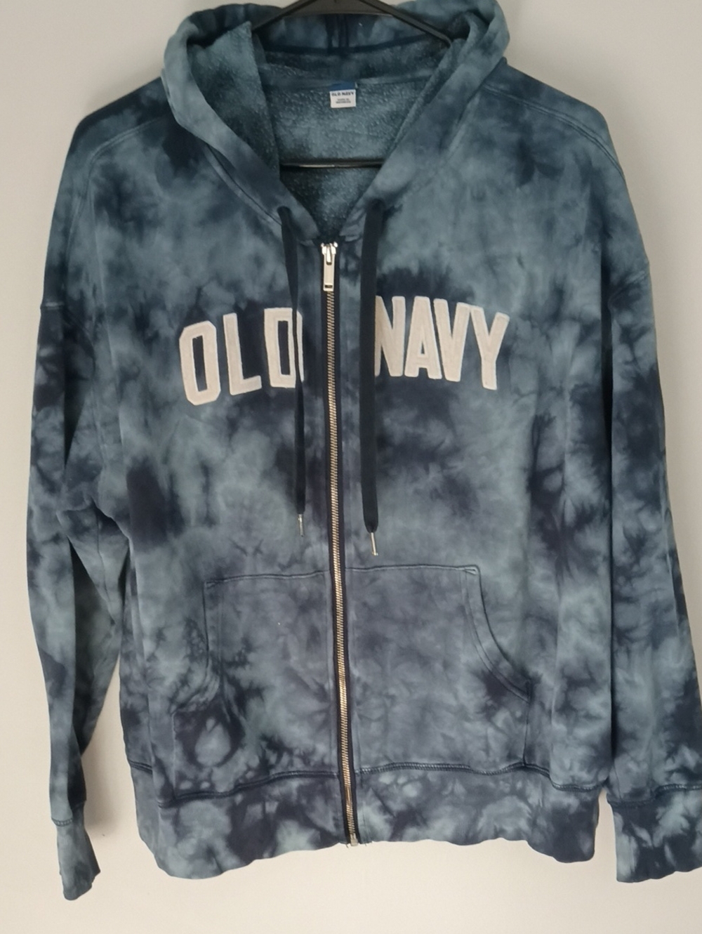 Old Navy Blue Tie-Dye Full-Zip Hoodie Jacket, Size Large